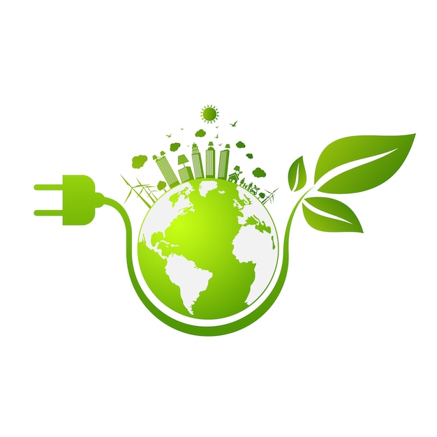 Ciudad verde amistosa salvar el concepto del mundo