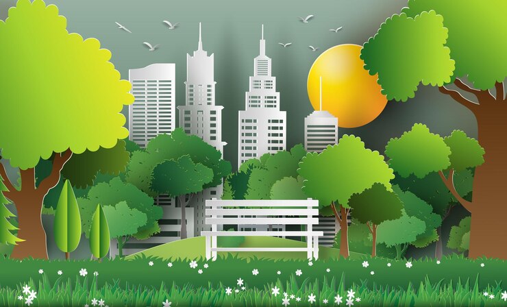 Ciudad verde con un ecosistema