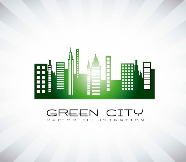 Ciudad verde sobre fondo gris ilustración vectorial