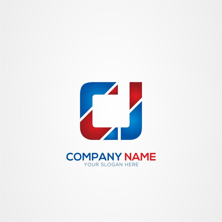 Vector cj o jc creative modern letters diseño del logotipo elemento rojo y azul