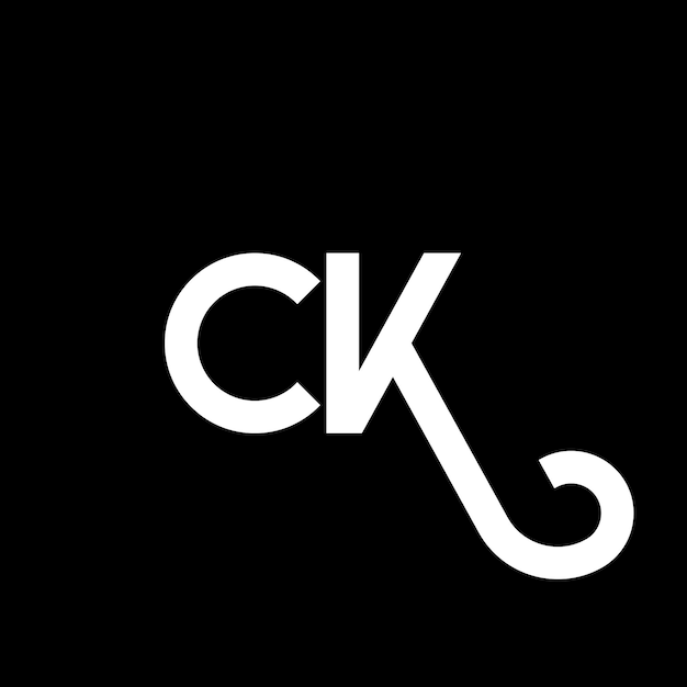 CK diseño de letra de logotipo en fondo negro CK iniciales creativas concepto de logotipo de letra ck diseño de letra CK diseño en letra blanca en fondo negra C K c k logotipo