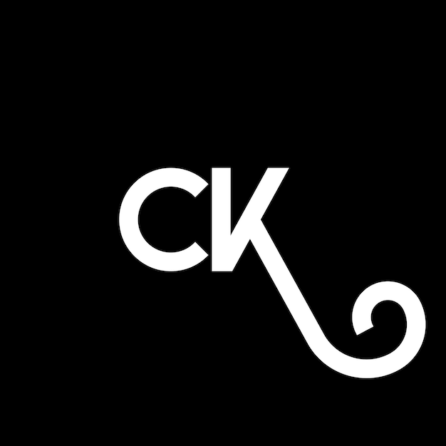 Vector ck diseño de letra de logotipo en fondo negro ck iniciales creativas concepto de logotipo de letra ck diseño de letra ck diseño en letra blanca en fondo negra c k c k logotipo