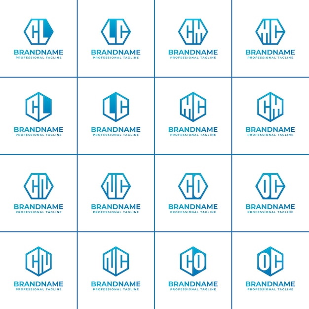 CL LC Letras CM MC CN NC CO Hexágono Logo Conjunto adecuado para negocios con hexagonal