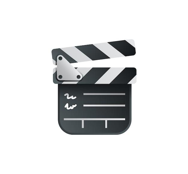 Clapper Board icono aislado vectorial Ilustración de emoji de pizarra de película