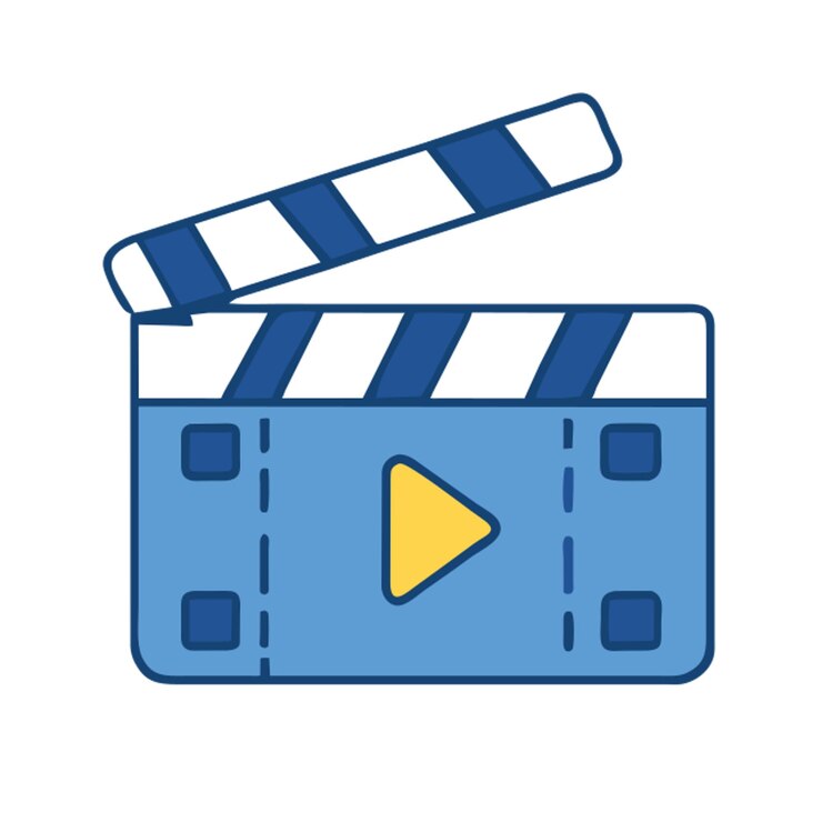 Vector claqueta de cine icono contorno de colores