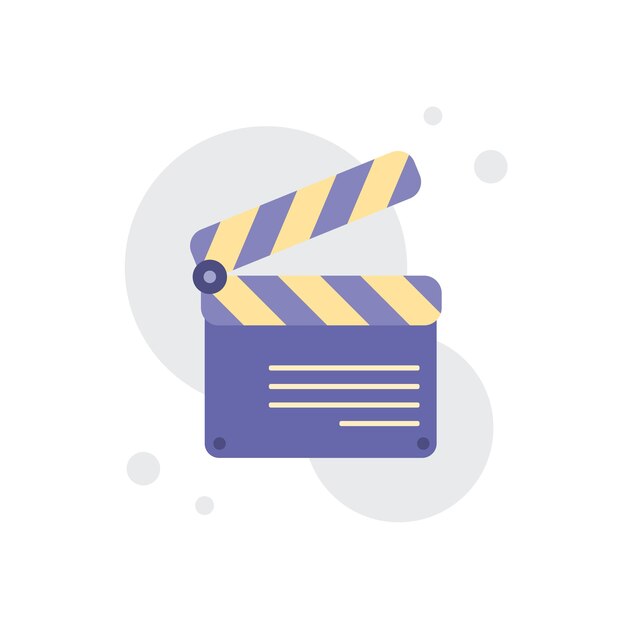 Claqueta icono dispositivo de filmación video película badajo equipo Web Vector ilustraciones