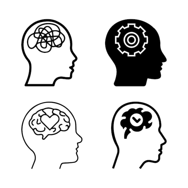 Claridad mental Arte de ilustración vectorial de silueta de icono