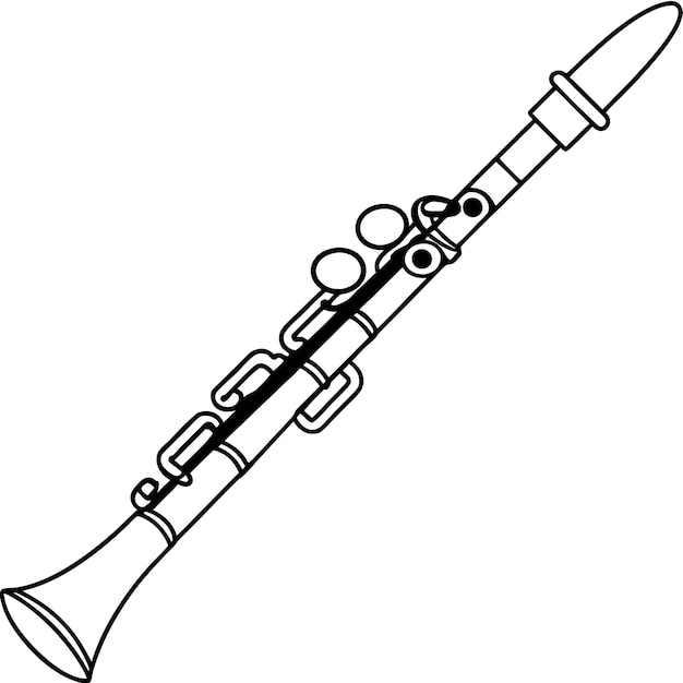 Clarinete contorno libro de colorear página de arte de línea ilustración dibujo digital