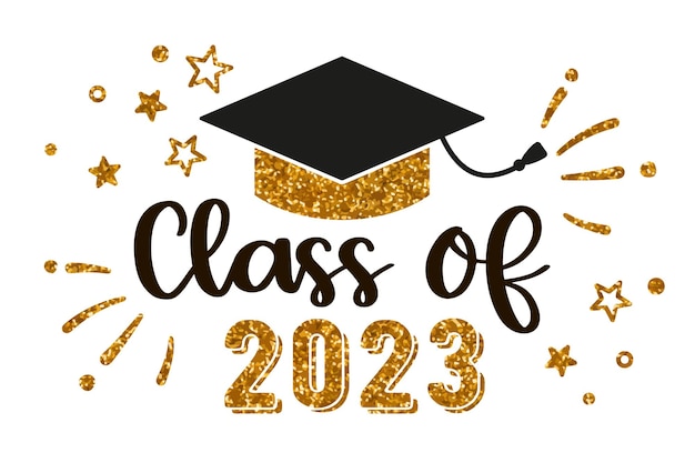 Clase de 2023 Felicitaciones de graduación en la universidad escolar o universidad Inscripción de caligrafía de moda