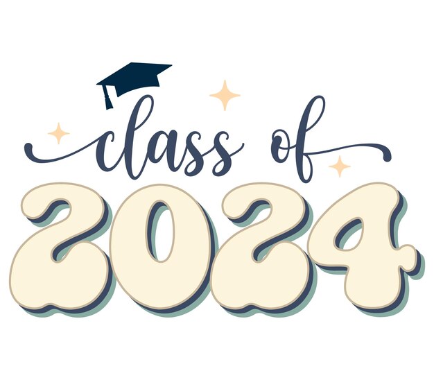 Clase de 2024 Letras de cotización con fondo blanco