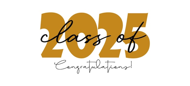 Clase de 2025 Tipografía de graduación Cita de graduación en fondo blanco