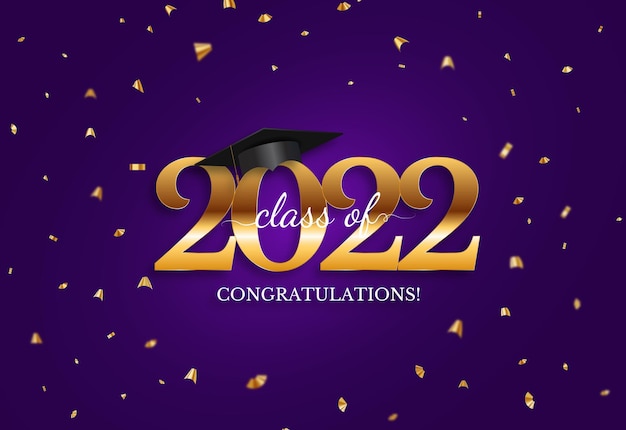 Clase de graduación de 2022 Fondo de saludo Ilustración vectorial