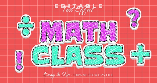 clase de matemáticas estilo de texto editable efecto de texto garabateado