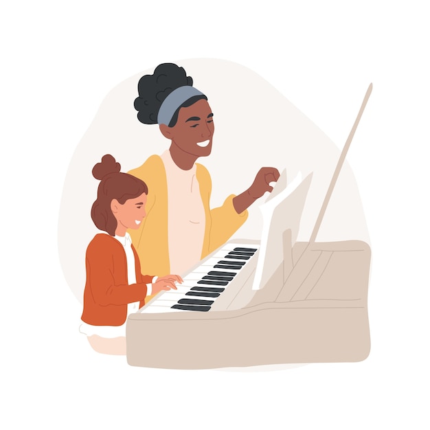 Clase de piano aislado ilustración vectorial de dibujos animados