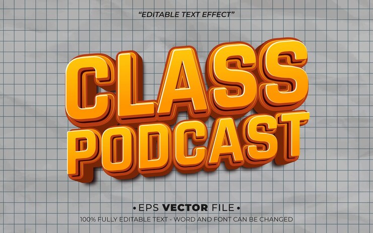 Vector clase podcast efecto de texto 3d vector editable