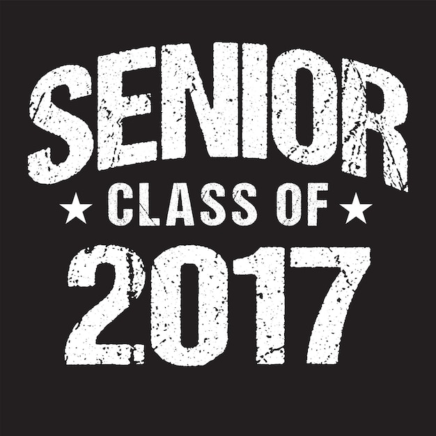 Vector clase senior de 2017 diseño de camiseta fondo oscuro