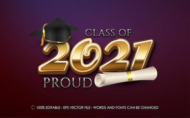 Vector clase de texto de graduación 2021 para banner