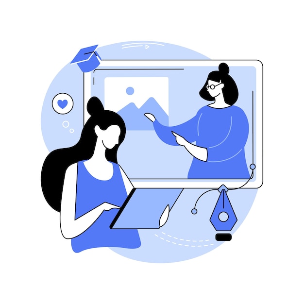 Clases de diseño gráfico ilustraciones de vectores de dibujos animados aislados