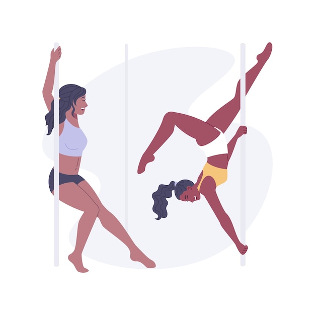 Vector clases de pole dance ilustraciones de vectores de dibujos animados aislados