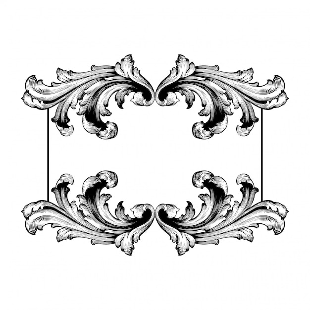 Clásico barroco de elemento vintage. Elemento de diseño decorativo de caligrafía de filigrana.