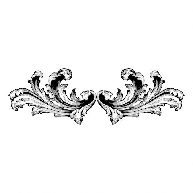 Clásico barroco de elemento vintage. Elemento de diseño decorativo de caligrafía de filigrana.
