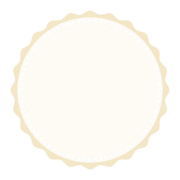 Clásico borde cosido redondo vainilla marrón emblema en blanco etiqueta adhesiva fondo sencillo