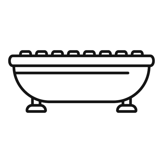 Clásico icono de la línea de arte de la bañera de pie de garra