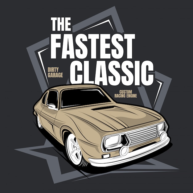 El clásico más rápido, ilustración de un auto clásico