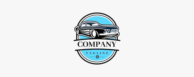 Clásico Muscle Vintage Car Vector Emblema de automóviles