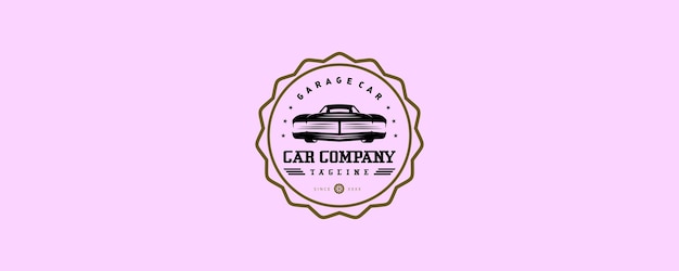 Clásico Muscle Vintage Car Vector Emblema de automóviles