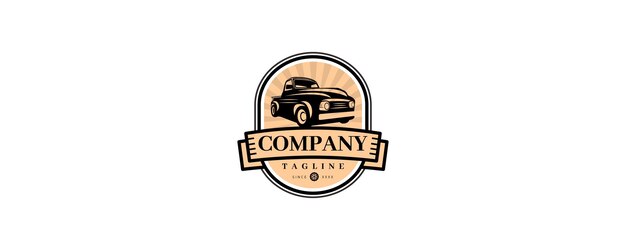 Clásico Muscle Vintage Car Vector Emblema de automóviles