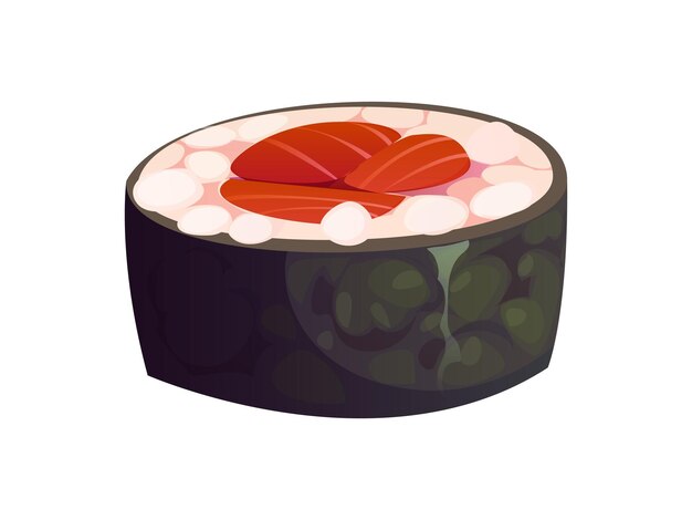 El clásico rollo de sushi de atún japonés de dibujos animados futomaki