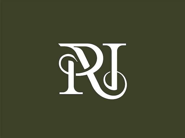 El clásico y único logotipo moderno de la letra serif monograma NR Formado por dos letras N y R