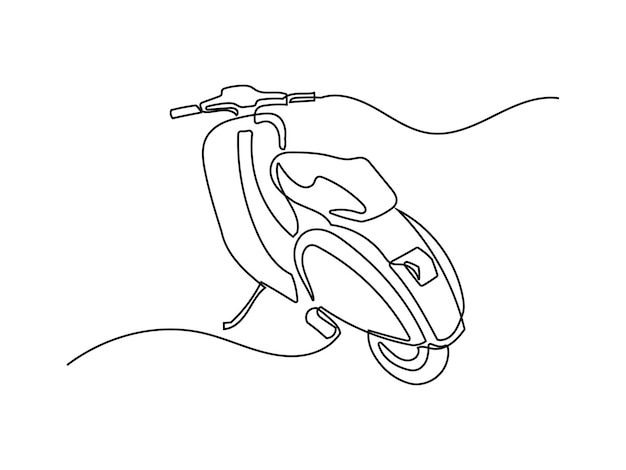 Clásico vespa oneline arte continuo de una sola línea