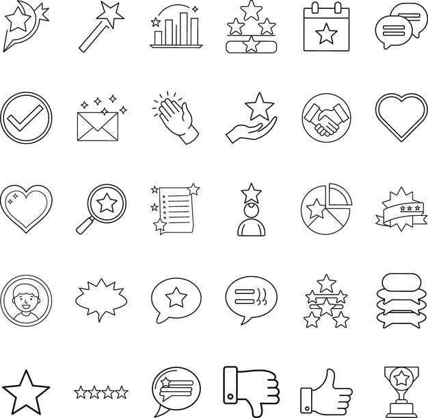 Clasificación de estrellas Iconos de retroalimentación Revisión Clasificación y éxito