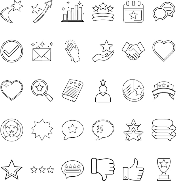 Clasificación de estrellas Iconos de retroalimentación Revisión Clasificación y éxito