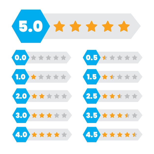 Clasificación de estrellas con números con fondo gris azul vector eps