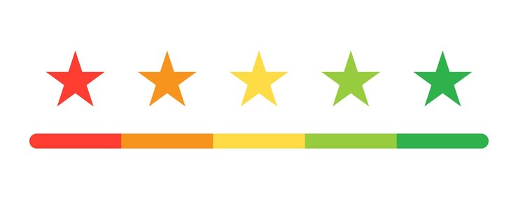 Vector clasificación por estrellas para la retroalimentación del cliente o la experiencia del producto