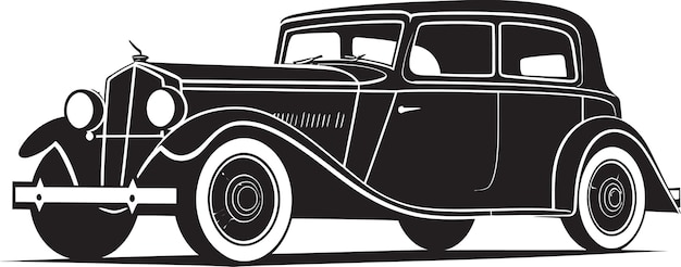 Classic Elegance Black Vintage Car Retro Reflections Icono de la época antigua