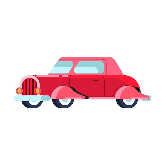 Vector classis red car con ilustración de estilo plano