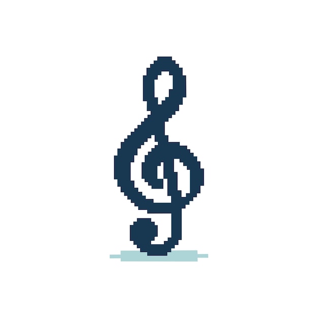 clave aguda en estilo de píxel plano Símbolo de nota musical diseñado con estilo de arte de píxel