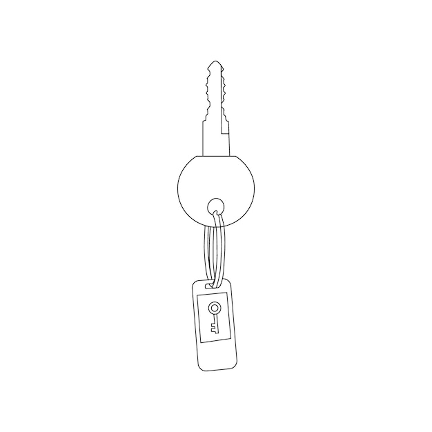 Clave de cerradura de la casa continua ilustración de arte vectorial de una línea y diseño de llave simple de contorno único