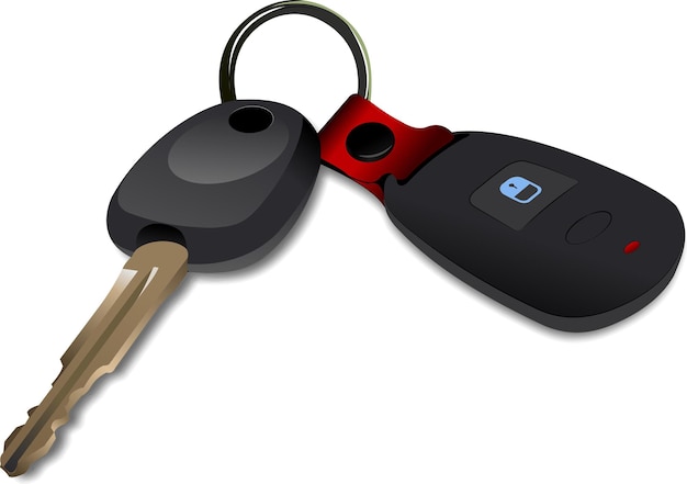 Clave del coche con control remoto aislado sobre fondo blanco