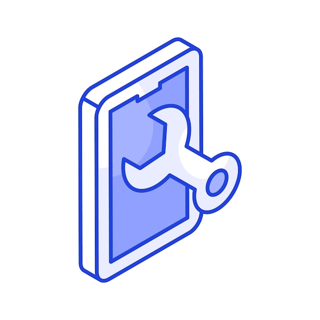 Clave con concepto móvil de icono editable del vector de configuración móvil