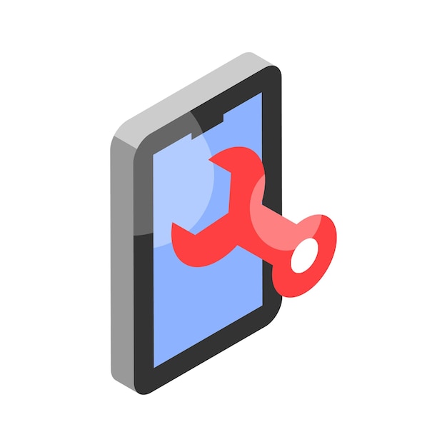 Clave con concepto móvil de icono editable del vector de configuración móvil