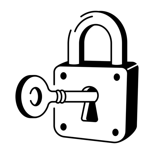 Clave para entrar en un candado Símbolo de seguridad y acceso