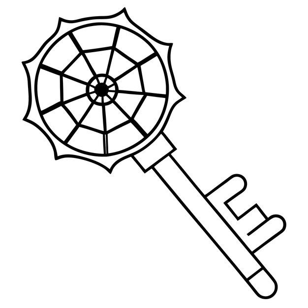 Clave del esqueleto con un vector de arte de diseño de la red de araña