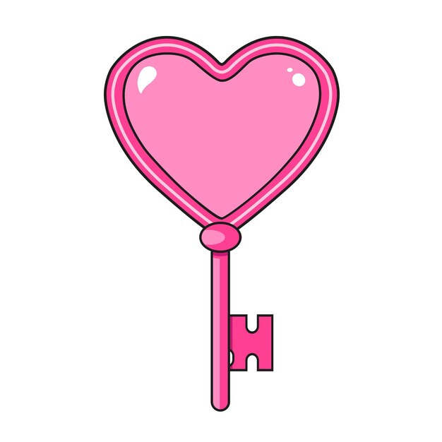 Clave de icono vectorial con corazón para el día de San Valentín Colección de elementos de diseño plano Para tarjetas de felicitación