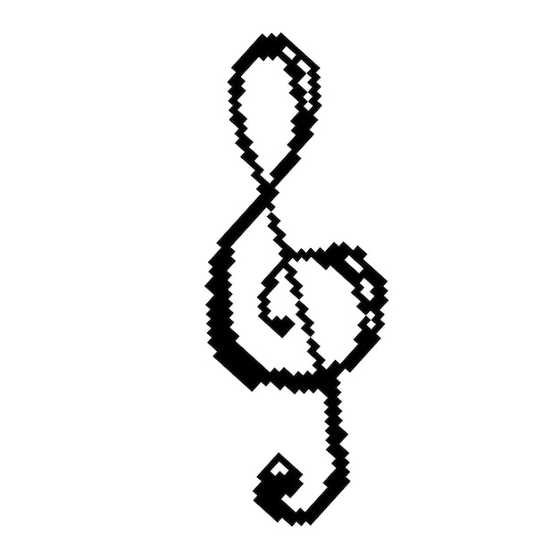 clave de sol arte de píxeles vector arte de estilo de 8 bits notas musicales símbolo signo de teclado