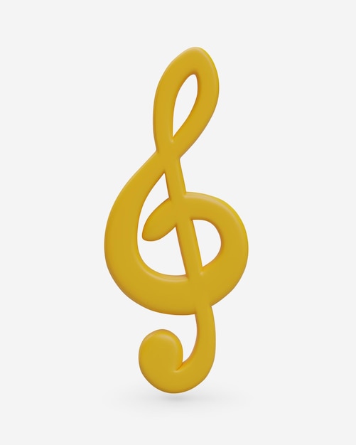 Clave de sol realista sobre fondo blanco Amarillo hermoso símbolo musical